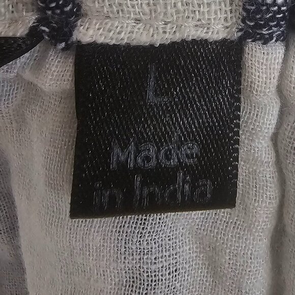 Mlle Gabrielle Blue Off White Striped Peasant Skirt Boho Beach Gauzy Belted L - Picture 8 of 10